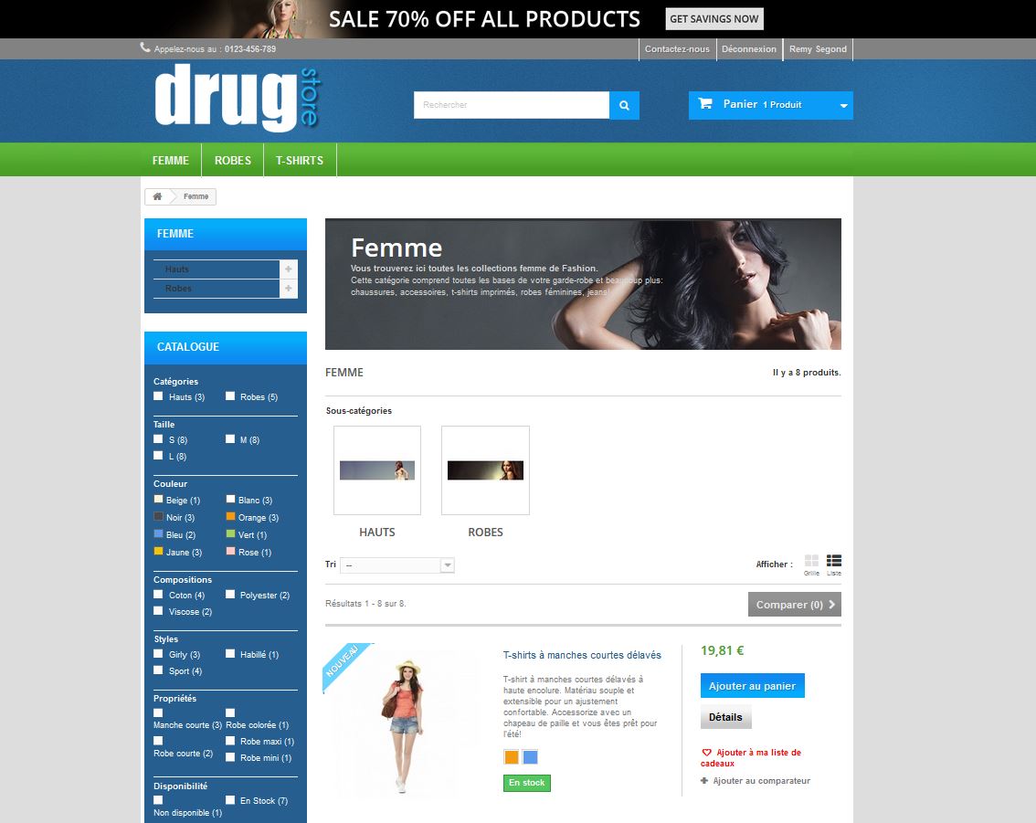 Thème gratuit pour prestashop 1.6 : EX014